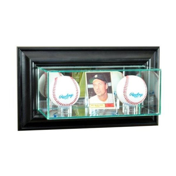 Perfect Cases Perfect Cases WMCRDDB-B Wall Mounted Card and Double Baseball Display Case; Black WMCRDDB-B
